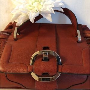 Red / Burgundy Pebbled Leather Top Handle Handbag by “Mauve” *New!